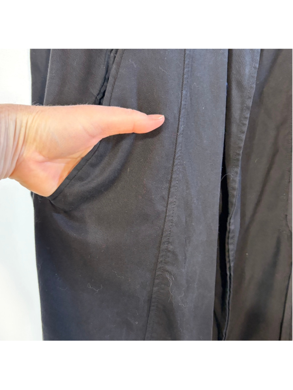 Dress Forum Tencel Trench Coat Jacket Women’s Small Black Open Front Pockets - Picture 4 of 14